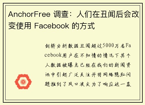 AnchorFree 调查：人们在丑闻后会改变使用 Facebook 的方式 